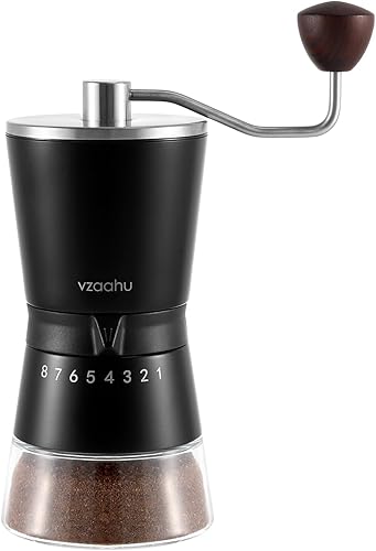 Miniatura 9 de Vzaahu Molinillo de café manual con tapa, rebaba cónica de cerámica con ajuste ajustable para amantes del café, molinillo de mano portátil de viaje