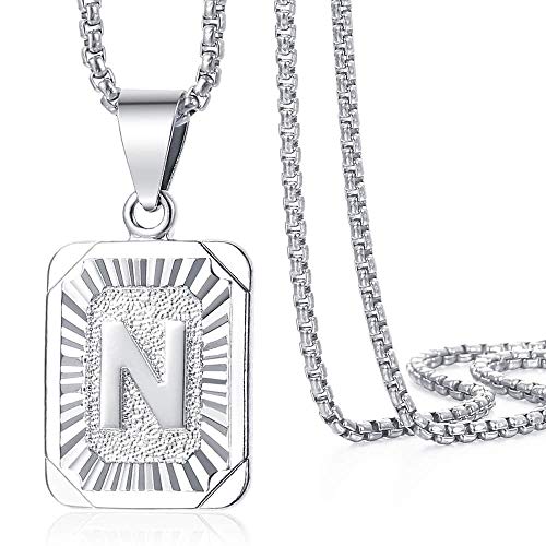 Collier initiales A-Z en acier inoxydable et or blanc pour une brillance haut de gamme durable