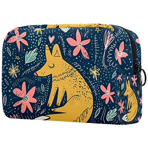 Fond Floral De Renard Trousse De Maquillage Trousse De Maquillage Pochette, 7,3X3x5,1 Po Cover
