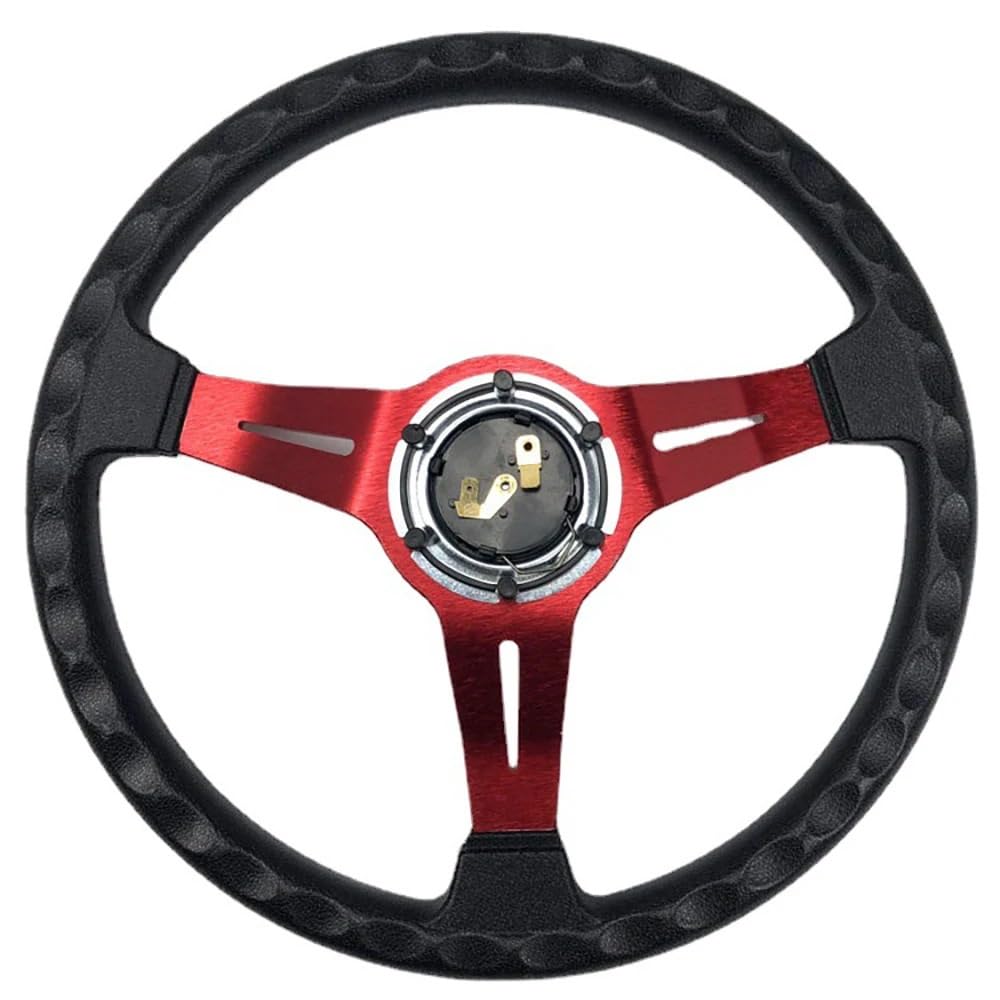 Volante Sportivo Auto,Volante da Corsa Modifica auto Volante PU da 350 mm competizione personalizzato Strumenti for volante Accessori(Silver)