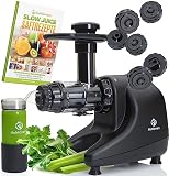 *Neu* MULTI-PRESS Profi Slow Juicer mit Pressring und 6 Multi-Aufsätzen, ULTEM Pressschnecke BPA-frei | Sellerie, Selleriesaft, Weizengras, Kräuter Grüne Detox Säfte | Allround Entsafter elektrisch