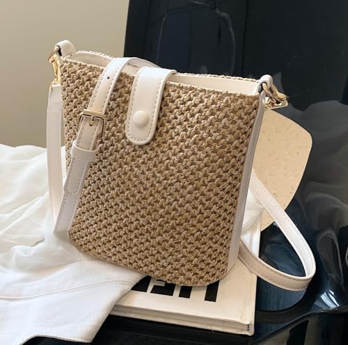 Straw Beach Bags For Women Rattan Purse Summer Straw Cross-body Bag Raffia Handbag Purses Shoulder Bag Small Bucket Bag 20253