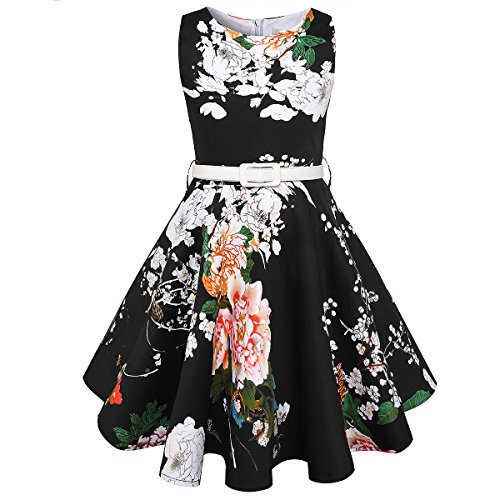 Girls 50s Vintage Swing Rockabilly Retro Sleeveless Party Dress for Occasion
