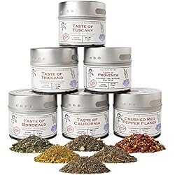 Gustus Vitae | Salt-Free Seasoning Collection | All Natural Spice Blends | Gourmet Spice Blend | Gift Set | Non GMO | Salt Free | No MSG | No Fillers | Handmade in USA | Magnetic Tin | Small Batch