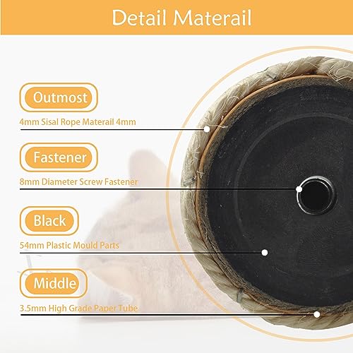 Image of M8 Cat Scratching Post Replacement,4PCS Cat Tree Replacement Post 15.7 in Natural Sisal Kitty Scratcher Refill Poles DIY Scratch Tower Repair Pole for Kittens Furniture Spare Parts