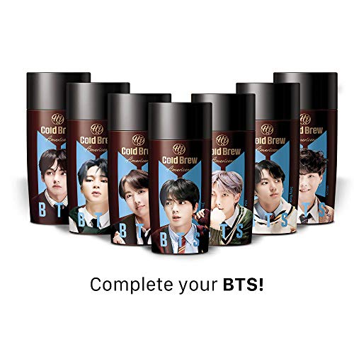PALDO BTS BangTan Boys Kpop Cold Brew Americano Coffee Bottled Drinks, Ready To Drink Unsweetened Beverage Bottle Collection Set, 7 x 9.13 Fl Oz (All Members / Special Edition)