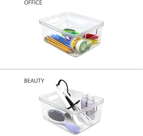 Miniatura 10 de Isaac Jacobs - Paquete de 2 cubos de almacenamiento cuadrados transparentes (10 pulgadas de largo x 10 pulgadas de ancho x 6.1 pulgadas de alto) con