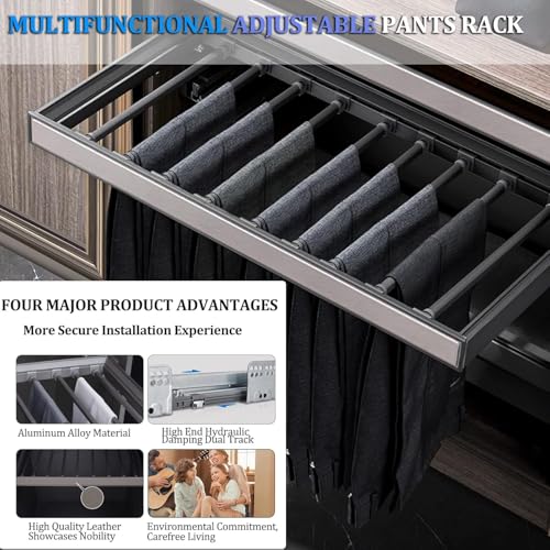 Rail coulissant télescopique réglable pour pantalons et jeans, séparateur de tiroir avec système de rangement de placard pour espaces propres et bien rangés