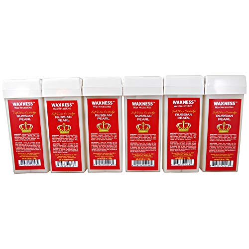 Wax Necessities Waxness Shimmery Russian Pearl Soft Depilatory Wax Cartridge 3.38 Ounces Pack of 6