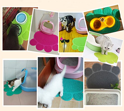 Joyjuly Pvc Pet Dog Cat Puppy Kitten Dish Bowl Food Water Feeding Placemat, Non-Slip Cat Litter Mat Paw Shape, Grey Small #TOP6