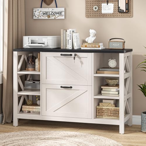 Halitaa 44" Lateral File Cabinet with Adjustable Shelves, Farmhou...
