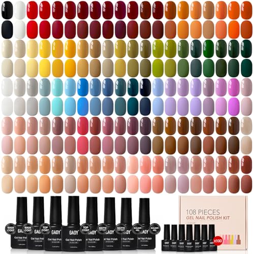 GAOY 108 Pcs Gel Nail Polish Set, 100 Colors All