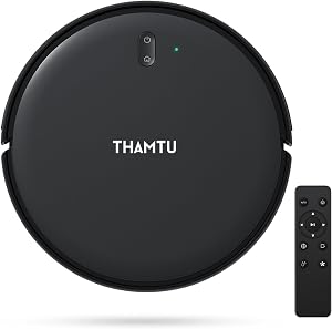 Robot Vacuum Cleaner, Super Thin, Powerful Suction Vacuum Robot, Self-Charging Robotic Vacuum Cleaner, Cleans Hard Floors to Low-Pile Carpets, Black