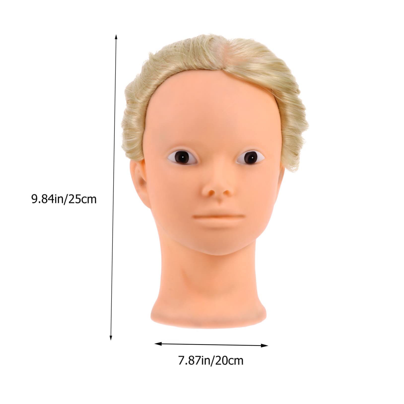 WOONEKY Cabeza de Maniquí y Soporte para Peluquería con Peluca Dorada Práctica de Trenzado y Corte Adecuado para Peinados de Boda y Danza