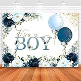 Avezano It's a Boy Baby Shower Backdrop Blue Floral Baby Shower Party Decorations Banner Cake Table Decorations for Kids 7 x 5 ft