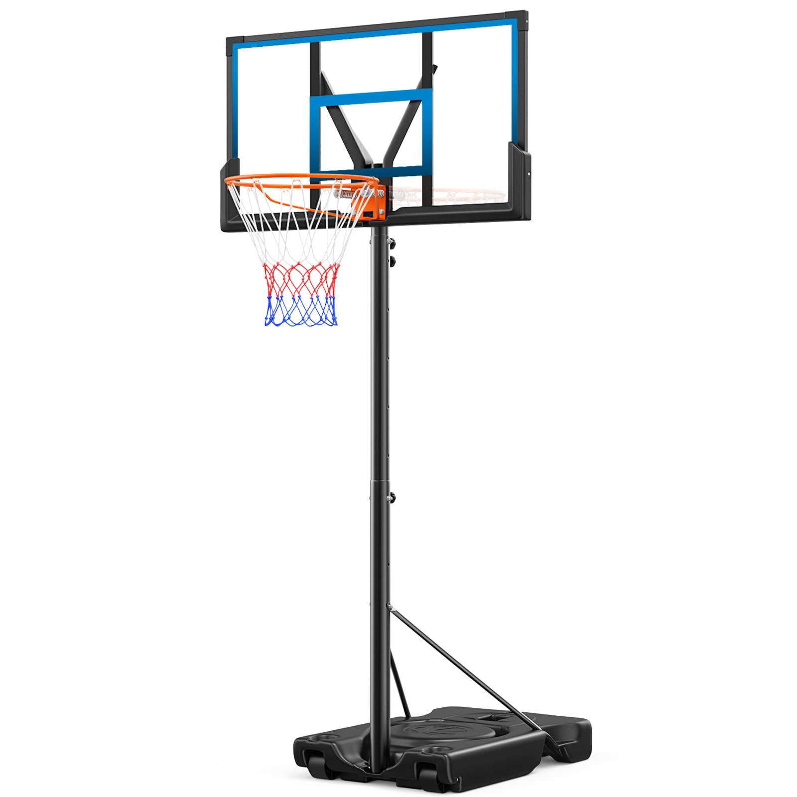 Yohood 46" 10FT Basketball Hoop Outdoor - Portable Basketball Goal Adjustable Hoops & Goals with Solid Steel Rim & Extra-Large Base for Kids/Youth/