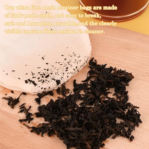 Image of WMKGG Ultra Fine Mesh Strainer Bags, Reusable Mesh Filter Bags with Stainless Steel Handle Frame for Filter Single Tea, Coffee, Serving Juice and Kefir (Mini Size)