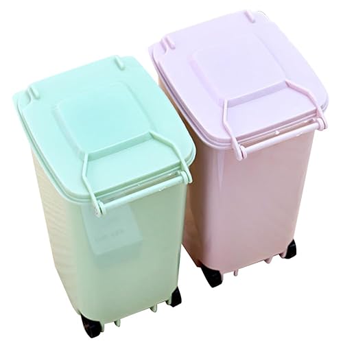 Miniatura 8 de STOBAZA 2 botes de basura pequeños para interior de compost, para lápices, mini bote de basura con tapa, cubos de plástico para dormitorio, pequeños