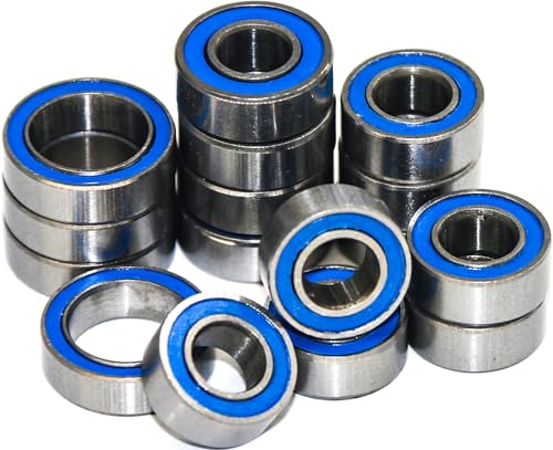 TT02 Bearings 16Pcs RC Car Sealed Ball Bearings Kit for Tamiya TT-02, TT01 1/10 RC Parts Rubber...
