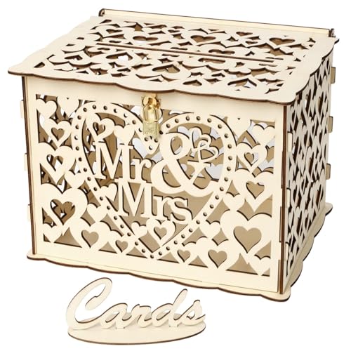 Darenyi Vintage Holz Hochzeit Kartenbox mit Vorhängeschloss