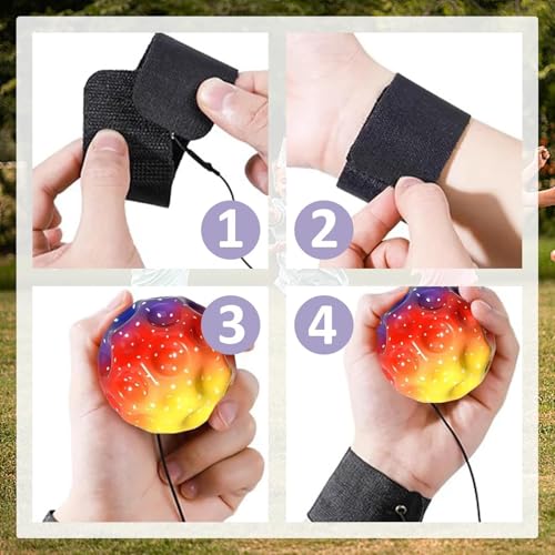 agogue 4 Stück Ball Mit Schnur, Durchmesser 6cm Springball Mit Schnur, Ball Mit Spielzeug Im Freien, Balls An Geeignet Für Familienspiele Etc ﻿ ﻿