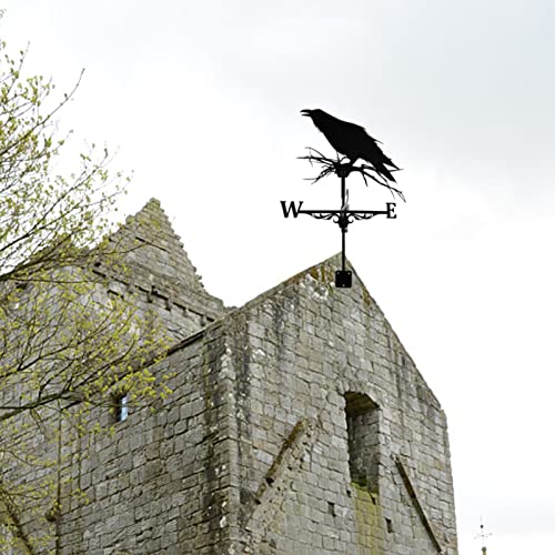 Metal Weather Vane Decoration, 25.6 Inch Crows Weathervane Roof Weather Vane, Stainless Steel Wind Direction Indicator For Outdoor Garden Pile Roof Decoration (Crow) #TOP3