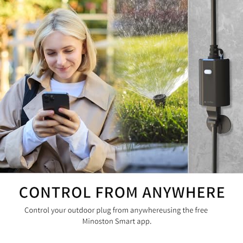 Image of Minoston Outdoor Smart Plug, Solid WiFi Outlets, Remote Control, Waterproof, Compatible with Alexa Google Assistant, No Hub Required, Black (MP22W)