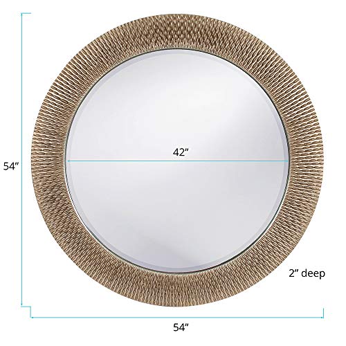 Image of Howard Elliott Collection 21117 Bergman Round Mirror, Small, Silver 32 inch