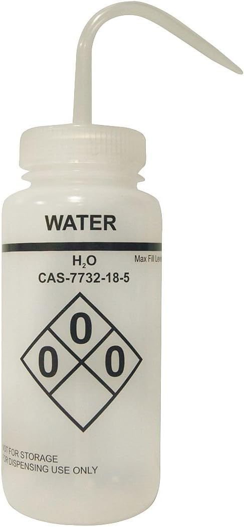 Lab Safety Wash Bottle, 6 PK, LDPE, Wide Mouth, Non-Vented, Capacity: 16 oz. - 24J906