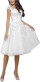 Simple Short Wedding Dresses for Bride 2025 Tulle Lace Applique Engagement Elopement Bridal Shower Dress for Women