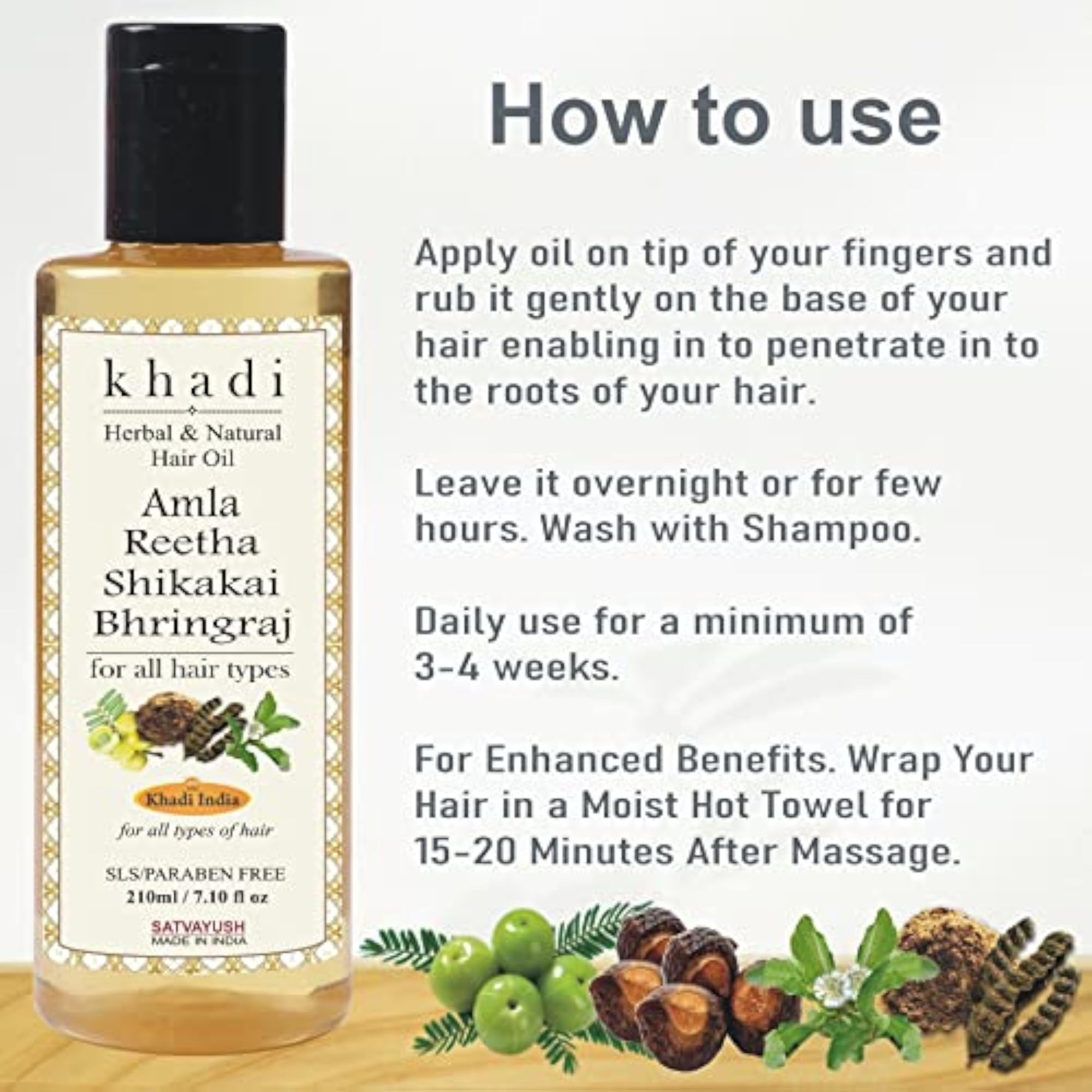 Khadi Amla Reetha Shikakai Bhringraj Hair Oil, 210ml