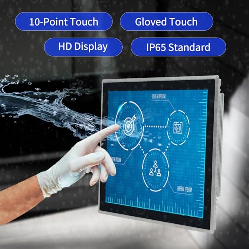 Image of 17 inch Industrial Embedded Touchscreen Monitor, Capacitive Multi-Touch Screen Industrial Front IP65 Monitor Built-in Speakers, HD-MI in, USB, VGA, 5:4 1280x1024 Display