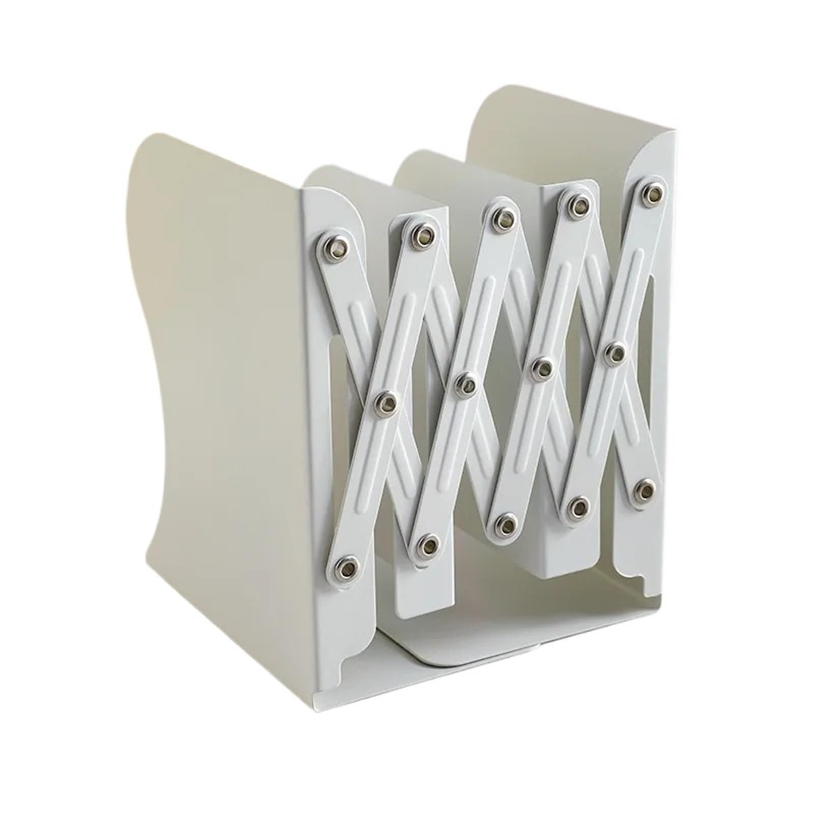 Bookends Adjustable Desktop Iron Bookends Book Stand Bookend Art Non Slip Rack Shelf Holder Stationery Office Accessories(White13x17cm)
