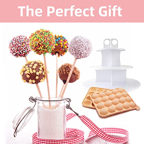 Cake Pop Maker Kit With 20-Cavity Cake Pop Mold, Heart Shape Candy Mold, Number Lollipop Mold,3-Tier Display Stand, Chocolate Candy Melting Pot,Decorating Pen, Lollipop Sticks And More (Orange) #TOP2