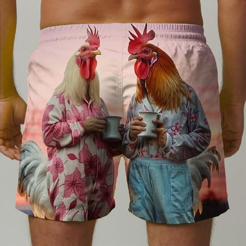 Hvyesh ns Swim Trunks Funny Rooster nted Beach Shorts for n 7 Inch Quick Dry Swimwear Bathing Suits3