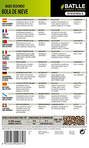 Batlle Groentezaden - Ronde witte rube Bola de nieve (9300 zaden) - Afbeelding 4
