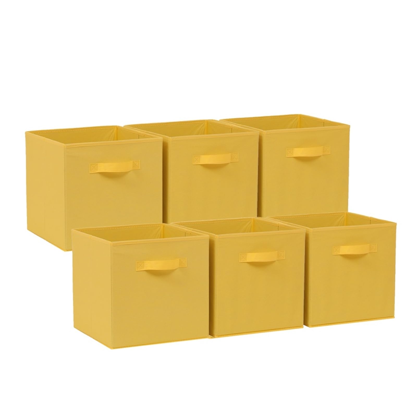 Cubos de almacenamiento de tela plegables Cubos de almacenamiento plegables 30 x cm con asa, paquete 6, contenedores abiertos tela for organizar el armario(Yellow Pack of 6)