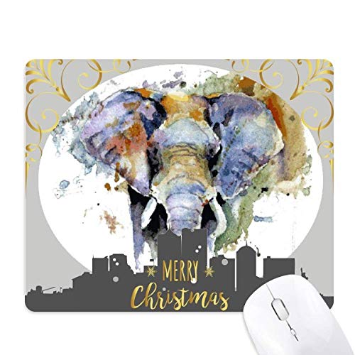 Tapis de souris éléphant peint animaux la nuit de noël tapis caoutchouc antidérapant