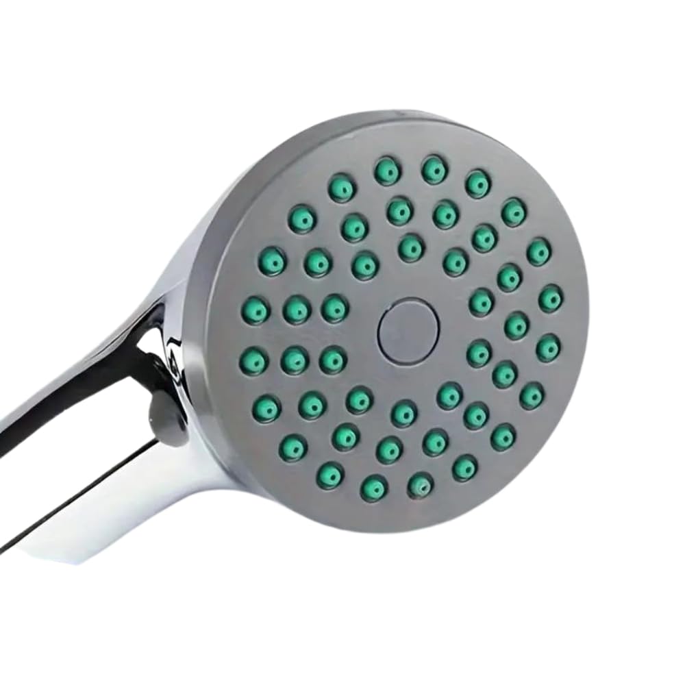 UNISON CORPORATION Practical Design Round hand shower-green silicon mesh-ABS material-chrome colour-pack of 1.