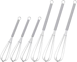 HEQU 6Pcs Mini Whisks Stainless Steel, 5/7inch Tiny Whisks Set Manual Whisk for Whisking, Beating, Mixing Sauces, Blending Ingredients