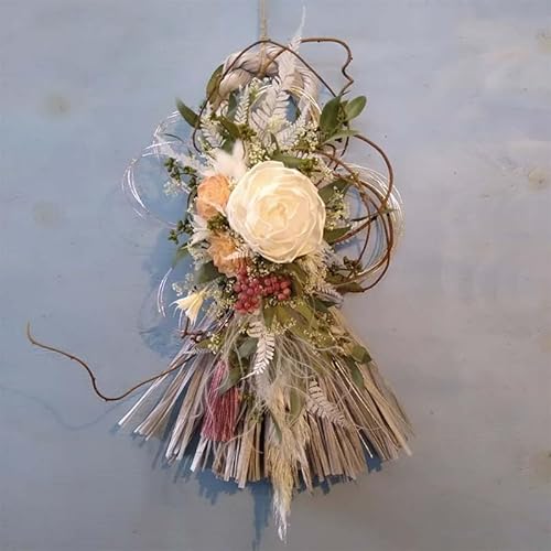 ドライフラワーのお正月しめ縄飾り[ナチュラル素材][2Wayタイプ]注連縄 標縄 七五三縄 しめ飾り 注連飾り 〆縄 しめなわ 正月飾り