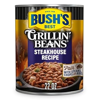 Bush's Best Grillin' Beans Variety Pack, 4 Flavors, 1 of Each Flavor (Smokehouse Tradition 22oz, Southern Pit Barbecue 22oz, Steakhouse Recipe 22oz, Bourbon & Brown Sugar 22oz)