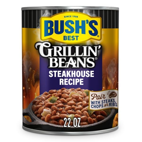 Image of Bush's Best Grillin' Beans Variety Pack, 4 Flavors, 1 of Each Flavor (Smokehouse Tradition 22oz, Southern Pit Barbecue 22oz, Steakhouse Recipe 22oz, Bourbon & Brown Sugar 22oz)