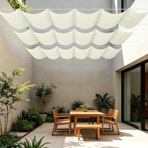 Voile ombrage rétractable vague extérieur imperméable