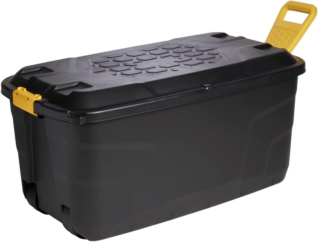 110 Litre Heavy Duty Storage Trunk with Wheels & Handle (With Pull Handle)