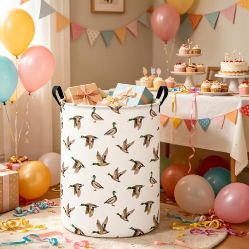 Image of Mallard Duck Fabric Storage Bin Nursery Organizer Basket