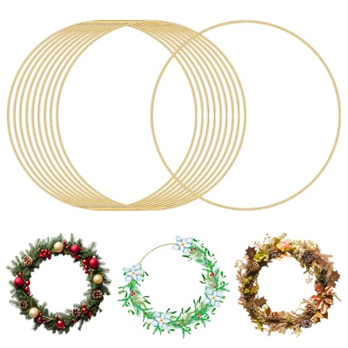 10 Pack Metal Floral Hoop, 10 Inch Gold Metal...