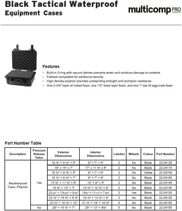 Miniatura 4 de multicomp PRO Cajas de equipo resistentes a la intemperie de tamaño grande y mediano, hechas de plástico de polipropileno, color negro con inserto