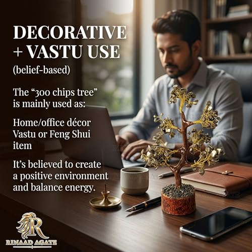 Image of Pyrite Crystal Tree with 300 Chips - 11 Inch Feng Shui Money Tree for Wealth, Prosperity & Good Luck | Golden Pyrite Gemstone Bonsai for Home Decor, Office Desk & Positive Energy Vastu Gift