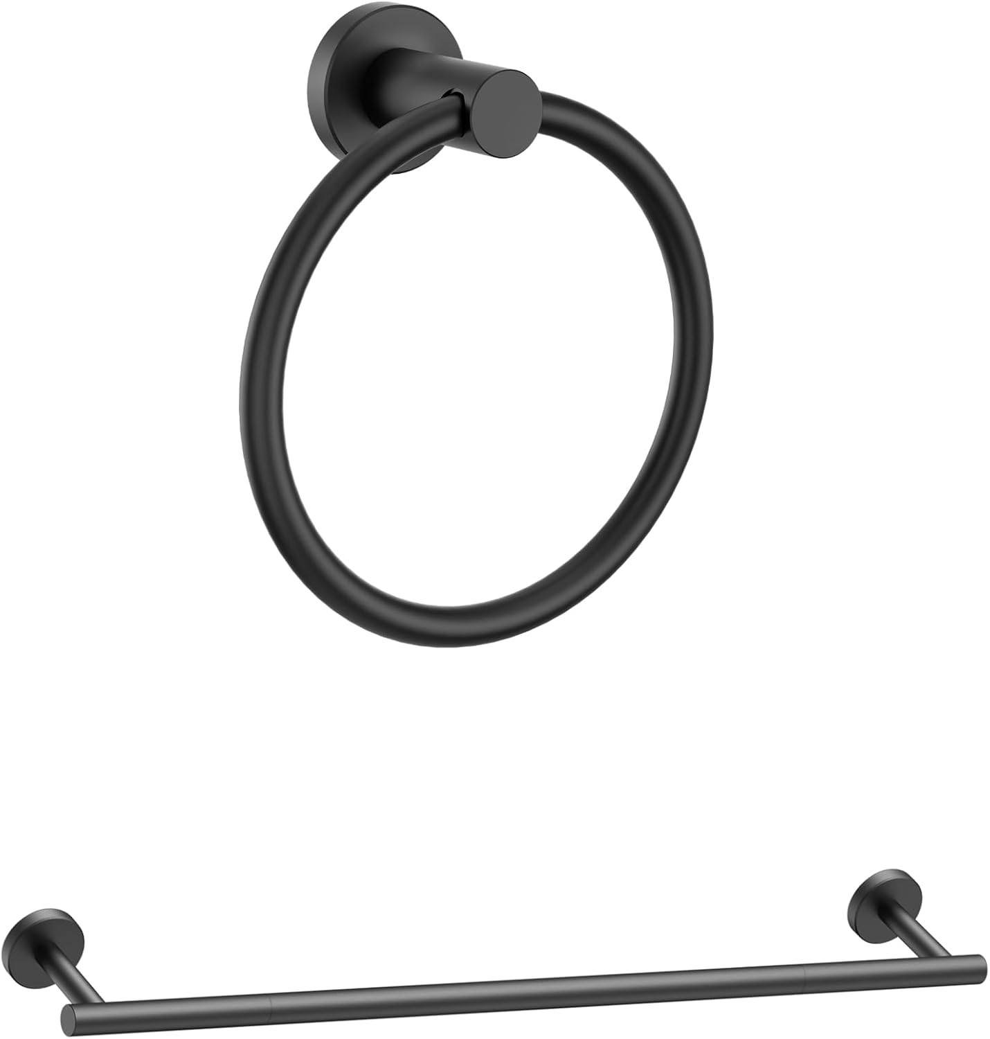 FORIOUS Towel Bar for Bathroom, Matte Black Towel Ring